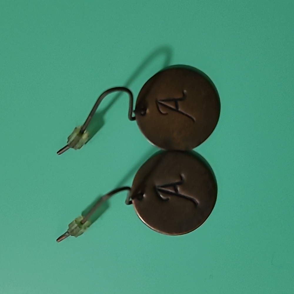 Alabama Script A Copper Stamped Earrings